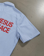 Know Jesus, Know Peace Oversized Blue Stripe Boxy Shirt | House Of Peace®
