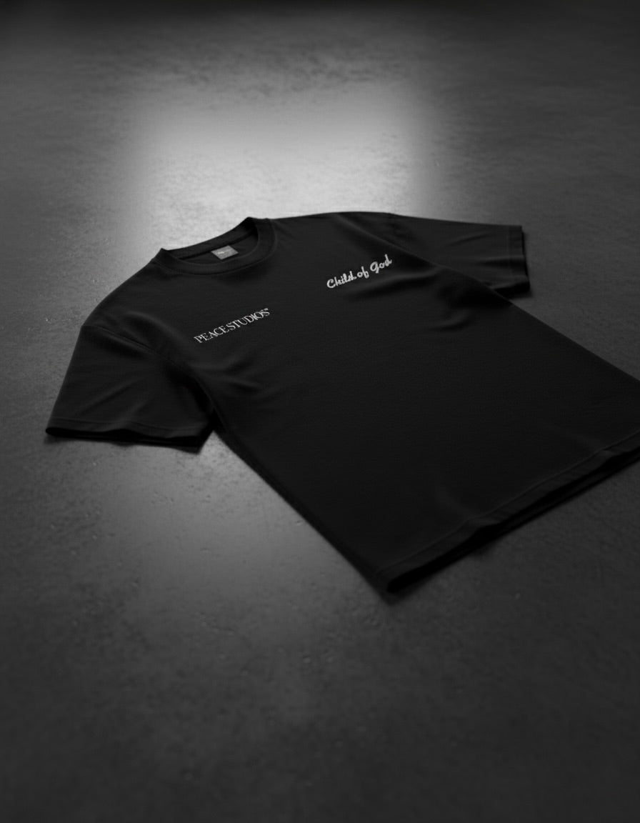 Child of God Black Heavyweight Loose Fit Tee | House of Peace®