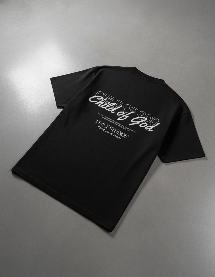 Child of God Black Heavyweight Loose Fit Tee | House of Peace®