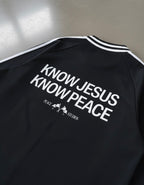 Know Jesus, Know Peace Signature Black Striped Collar Sweatshirt | House Of Peace®