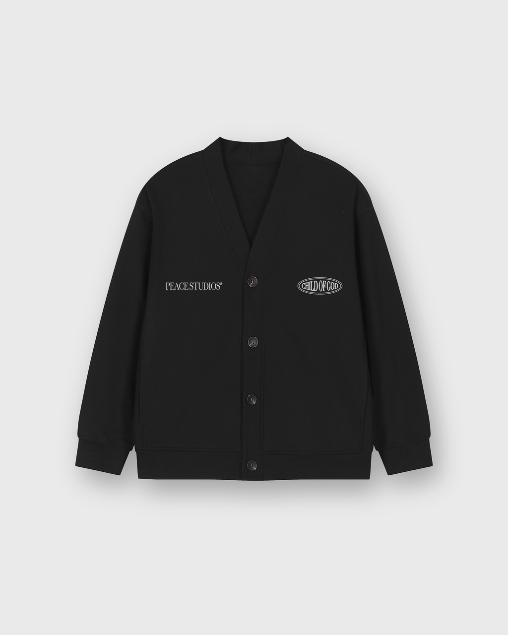 Child of God II Black Essential Heavyweight Sweat Cardigan | House Of Peace®