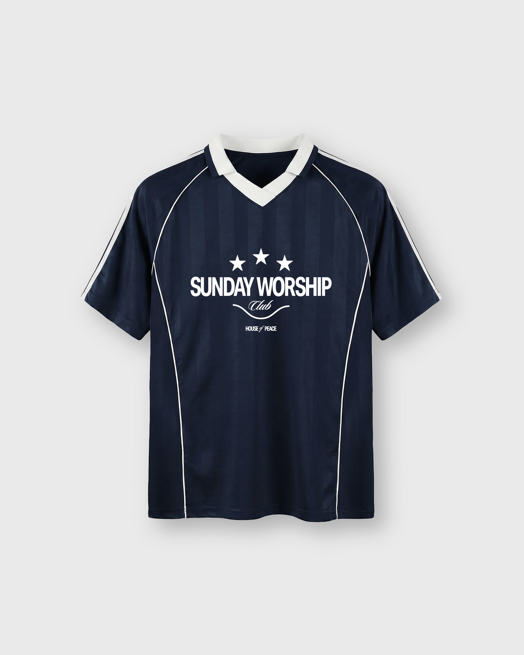 Sunday Worship Club Blue Stripe Soccer Jersey | House of Peace®