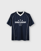 Sunday Worship Club Blue Stripe Soccer Jersey | House of Peace®