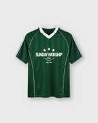 Sunday Worship Club Green Stripe Soccer Jersey | House of Peace®