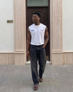 Not Luck Just God White Raw Edge Tank Top | House of Peace®