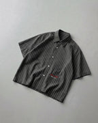 Not Luck Just God Dark Gray Oversized Striped Boxy Shirt | House Of Peace®