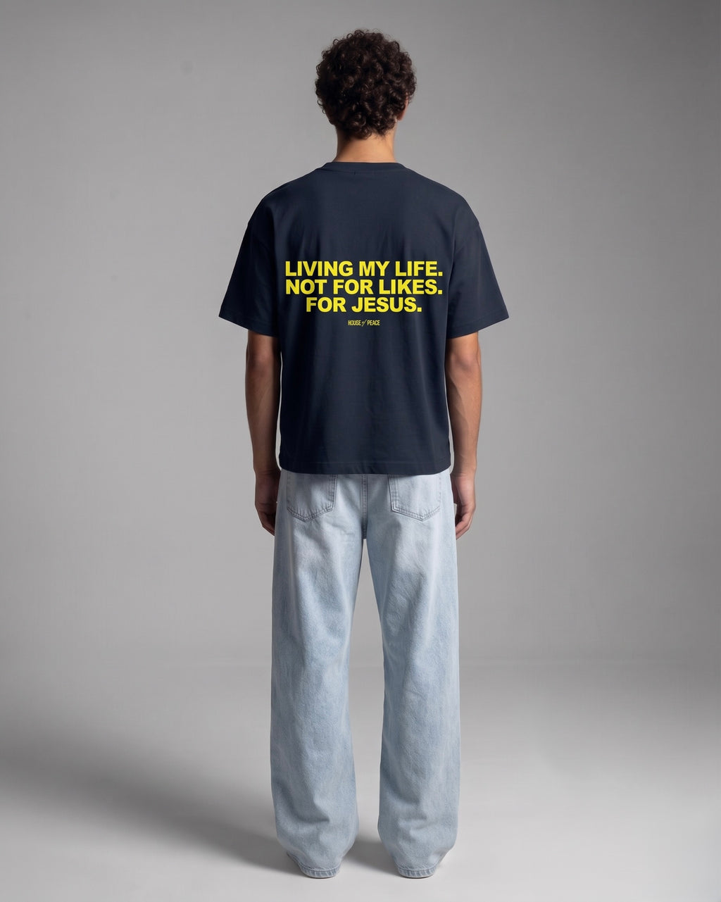 Living My Life Navy Blue Boxy Drop Shoulder Tee | House of Peace®