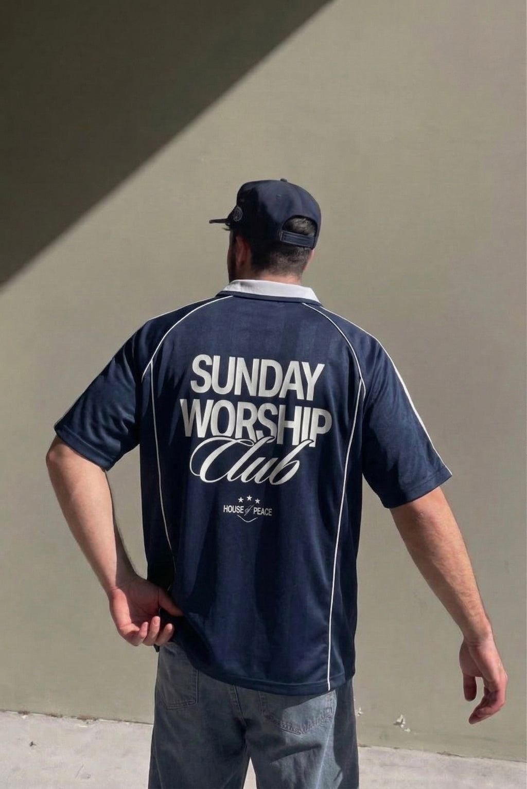 Sunday Worship Club Blue Stripe Soccer Jersey | House of Peace®