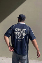 Sunday Worship Club Blue Stripe Soccer Jersey | House of Peace®