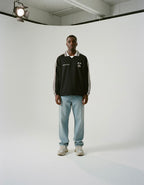 Know Jesus, Know Peace Signature Black Striped Collar Sweatshirt | House Of Peace®