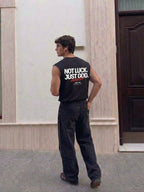 Not Luck Just God Black Raw Edge Tank Top | House of Peace®