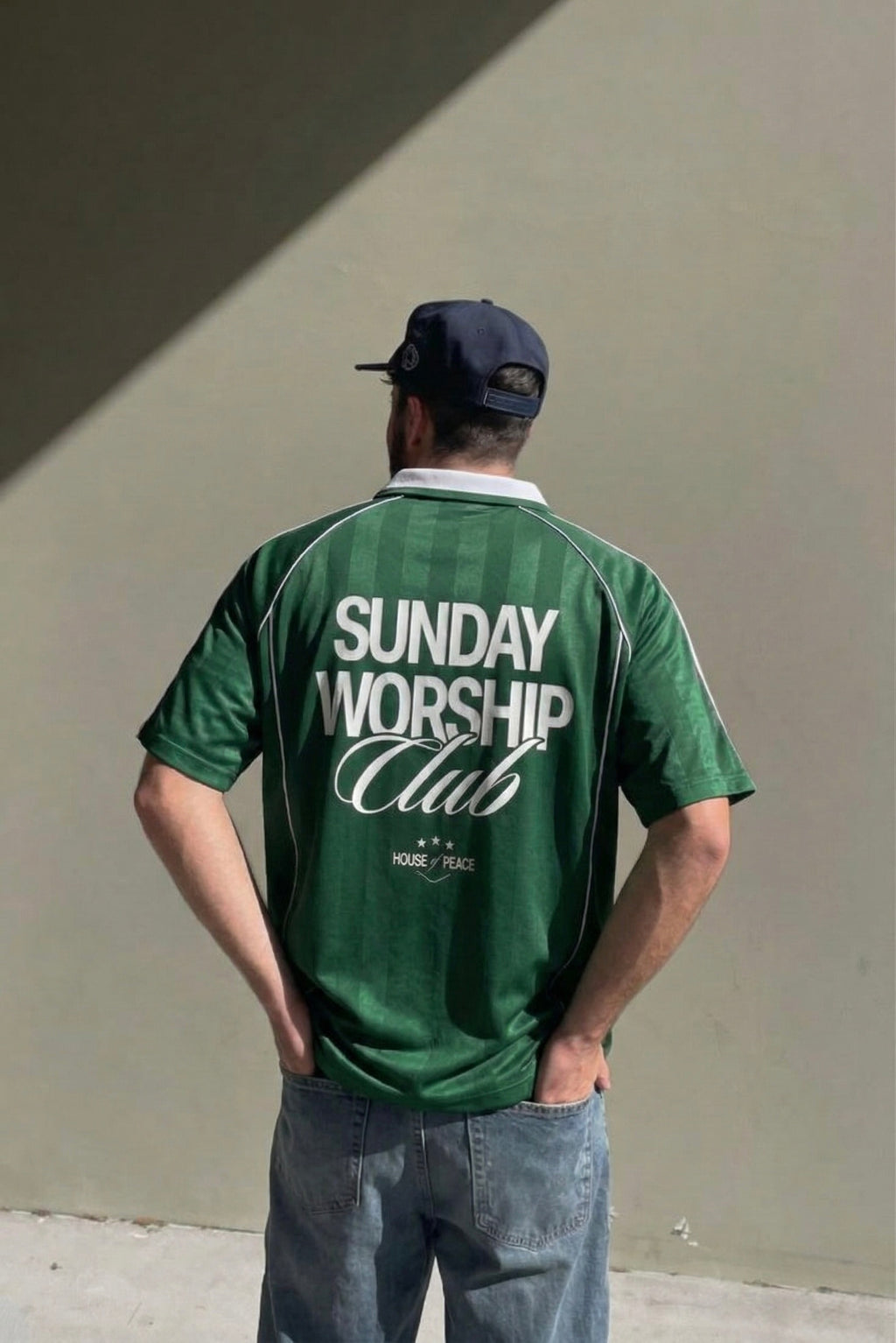 Sunday Worship Club Green Stripe Soccer Jersey | House of Peace®