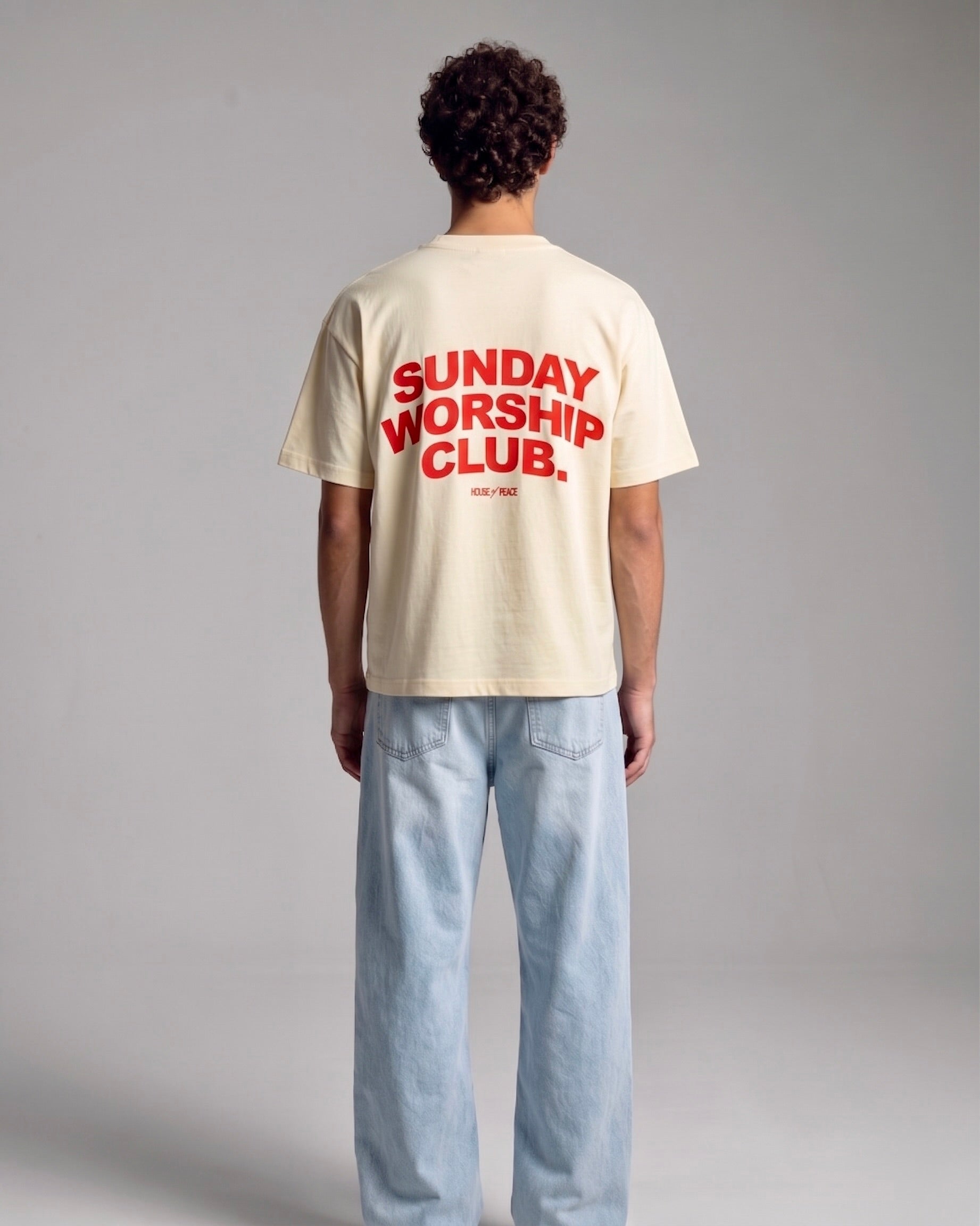 Sunday Worship Club Summer Beige Boxy Drop Shoulder Tee | House of Peace®