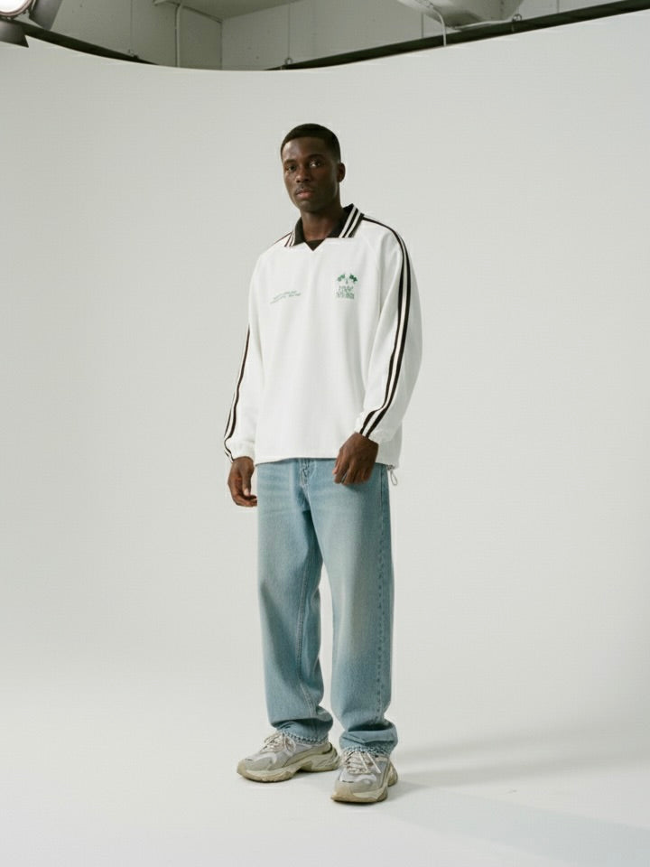 Know Jesus, Know Peace Signature White Striped Collar Sweatshirt | House Of Peace®