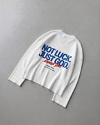Not Luck Just God Waffle Longsleeve Loose Fit Tee White | House of Peace®