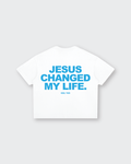 Jesus Changed My Life White Boxy Drop Shoulder Tee | House of Peace®