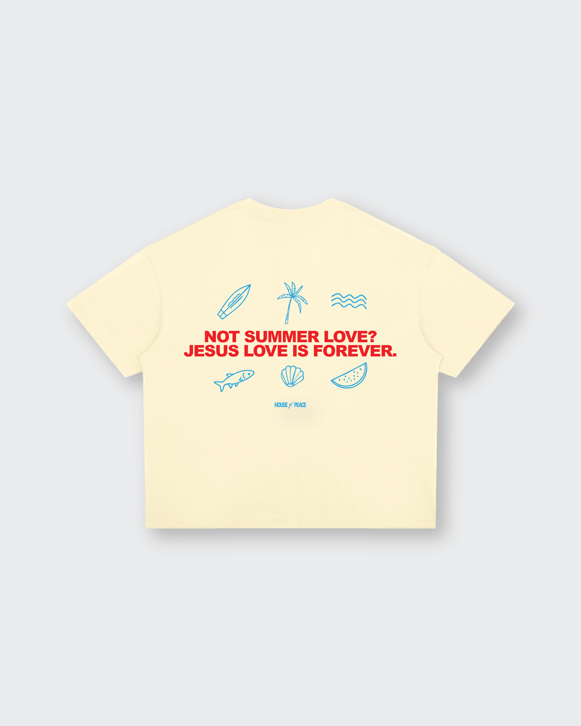 Summer Love Beige Boxy Drop Shoulder Tee | House of Peace®