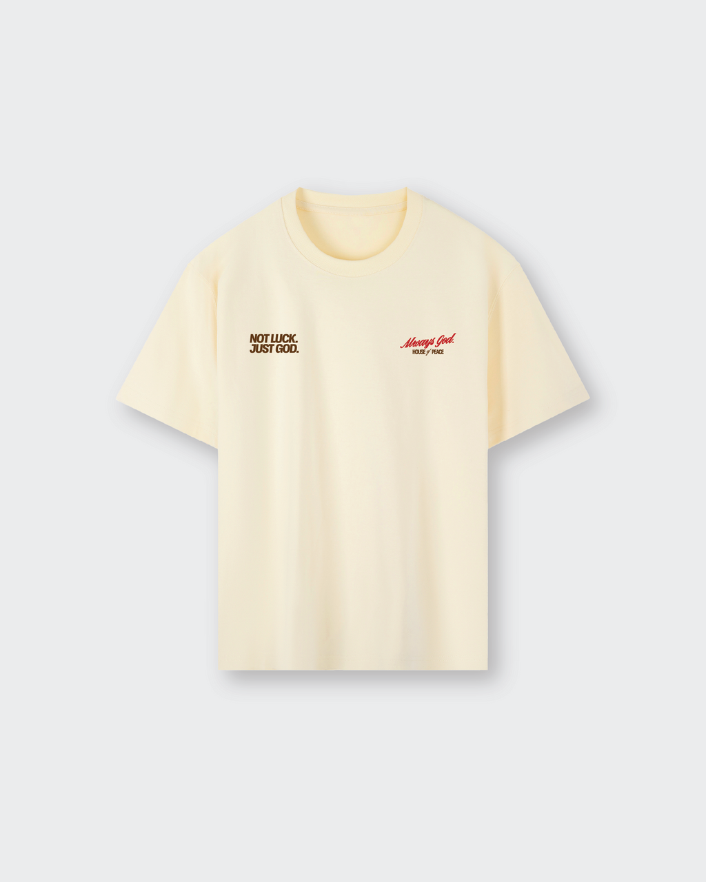 Not Luck Just God Beige Heavyweight Loose Fit Tee | House of Peace®