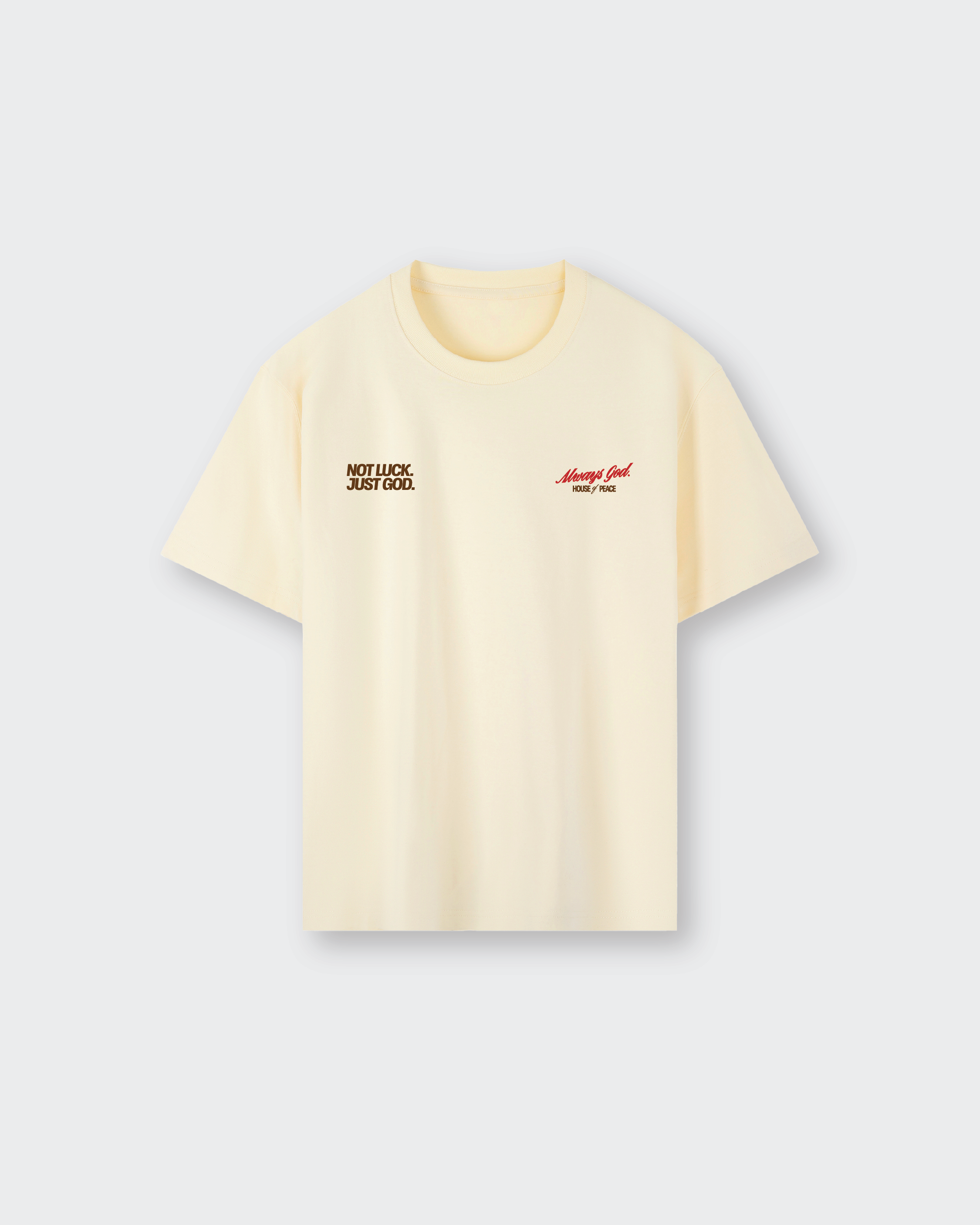 Not Luck Just God Beige Heavyweight Loose Fit Tee | House of Peace®