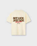 Not Luck Just God Beige Heavyweight Loose Fit Tee | House of Peace®