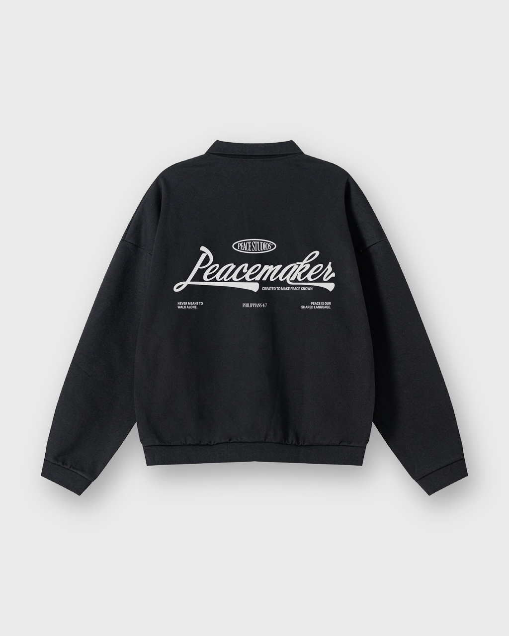 Peacemaker Heavyweight Black Fleece Polo Sweatshirt | House Of Peace®