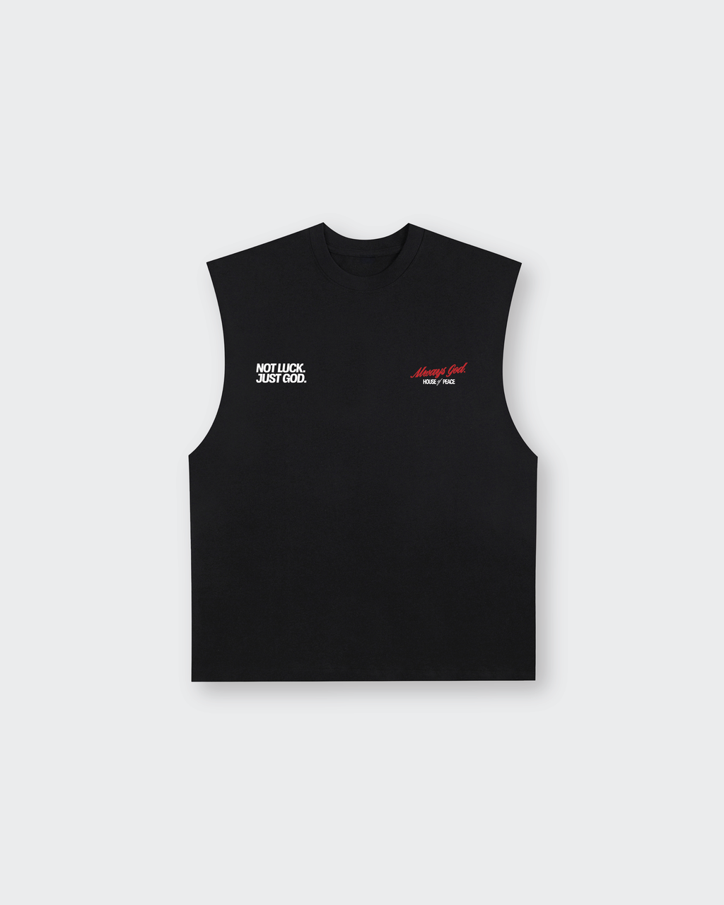 Not Luck Just God Black Raw Edge Tank Top | House of Peace®