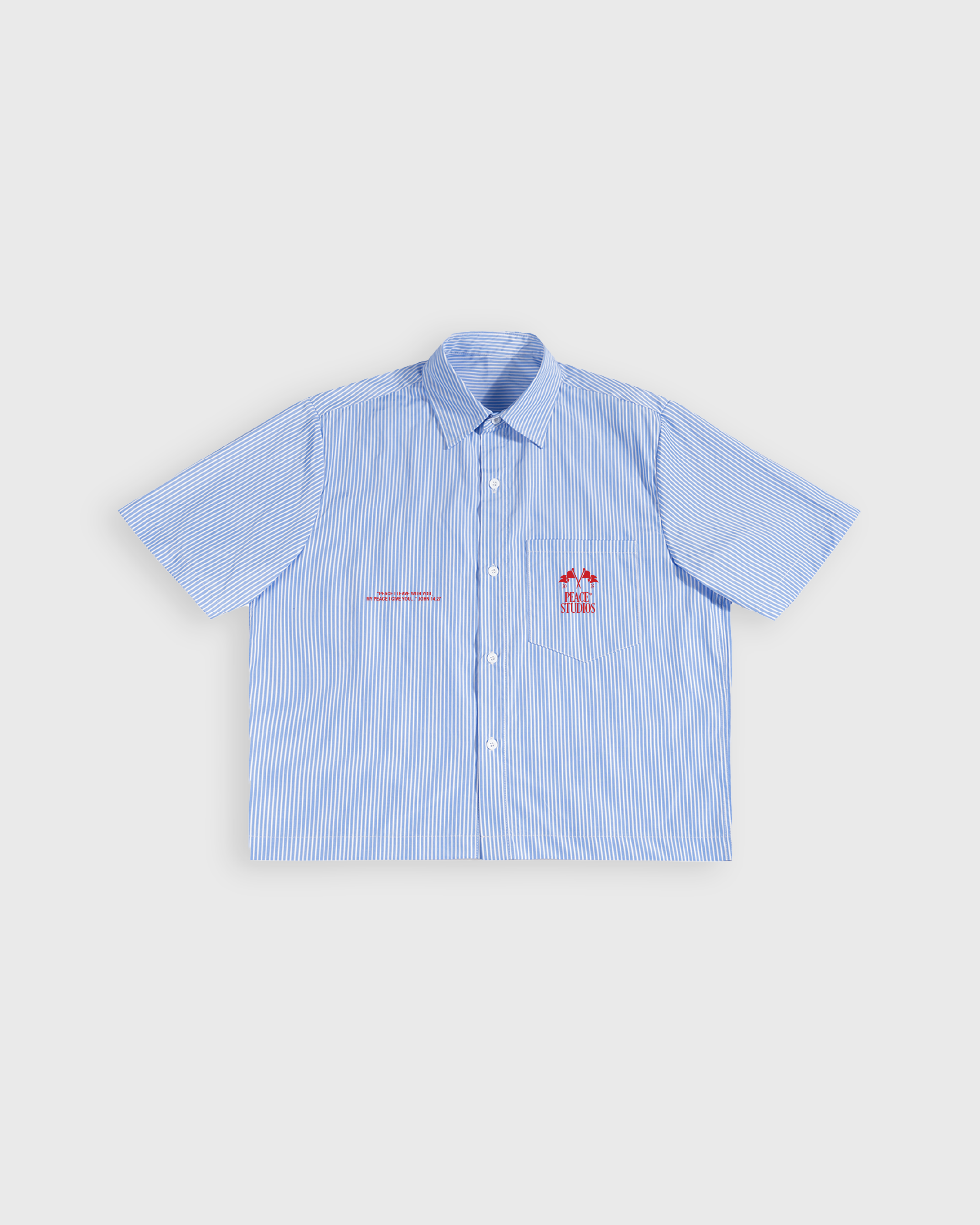 Know Jesus, Know Peace Oversized Blue Stripe Boxy Shirt | House Of Peace®