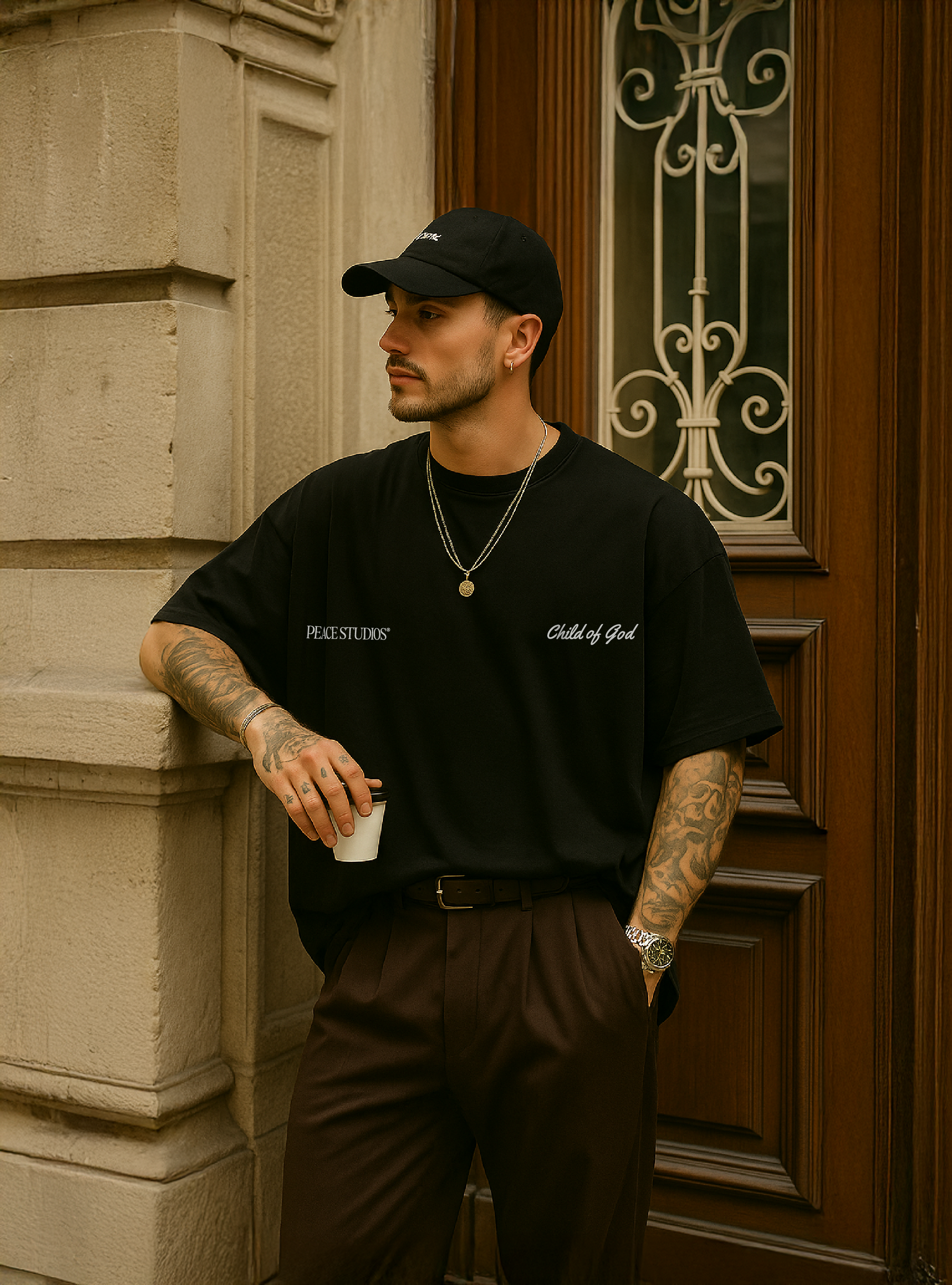 Child of God Black Heavyweight Loose Fit Tee | House of Peace®