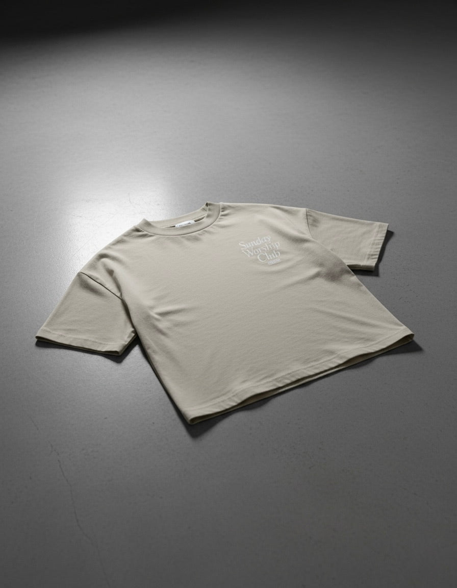 Sunday Worship Club Boxy Tee Beige | House Of Peace®