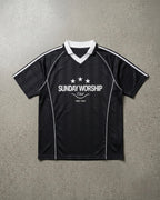 Sunday Worship Club Black Stripe Soccer Jersey | House of Peace®