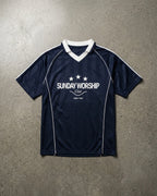 Sunday Worship Club Blue Stripe Soccer Jersey | House of Peace®