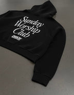 Sunday Worship Club Premium Black Boxy Hoodie | House Of Peace®