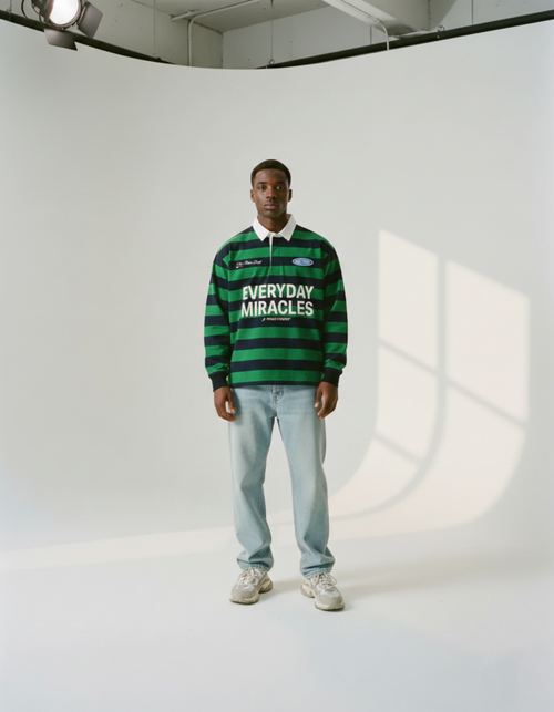 Everyday Miracles Green Stripe Polo Shirt | House Of Peace®