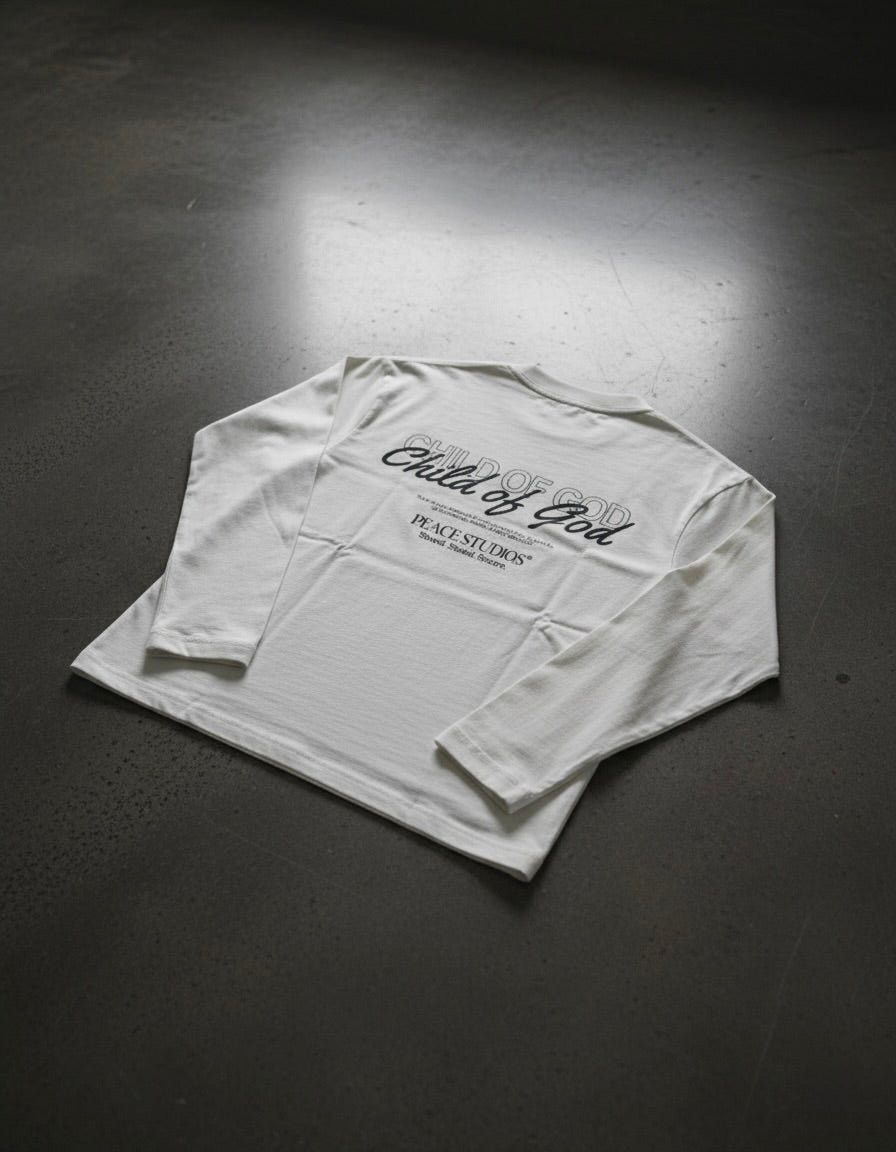 Child of God Longsleeve Loose Fit Tee White | House Of Peace®