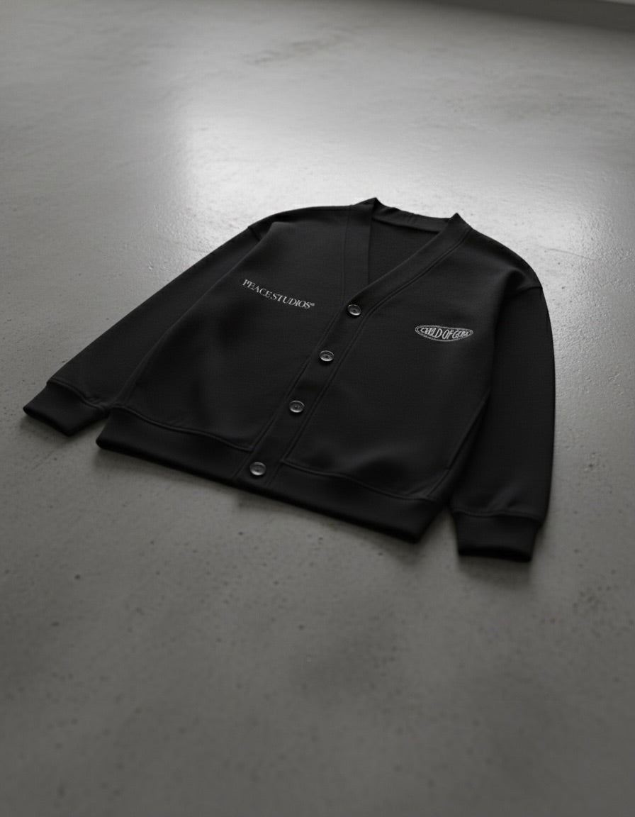Child of God II Black Essential Heavyweight Sweat Cardigan | House Of Peace®
